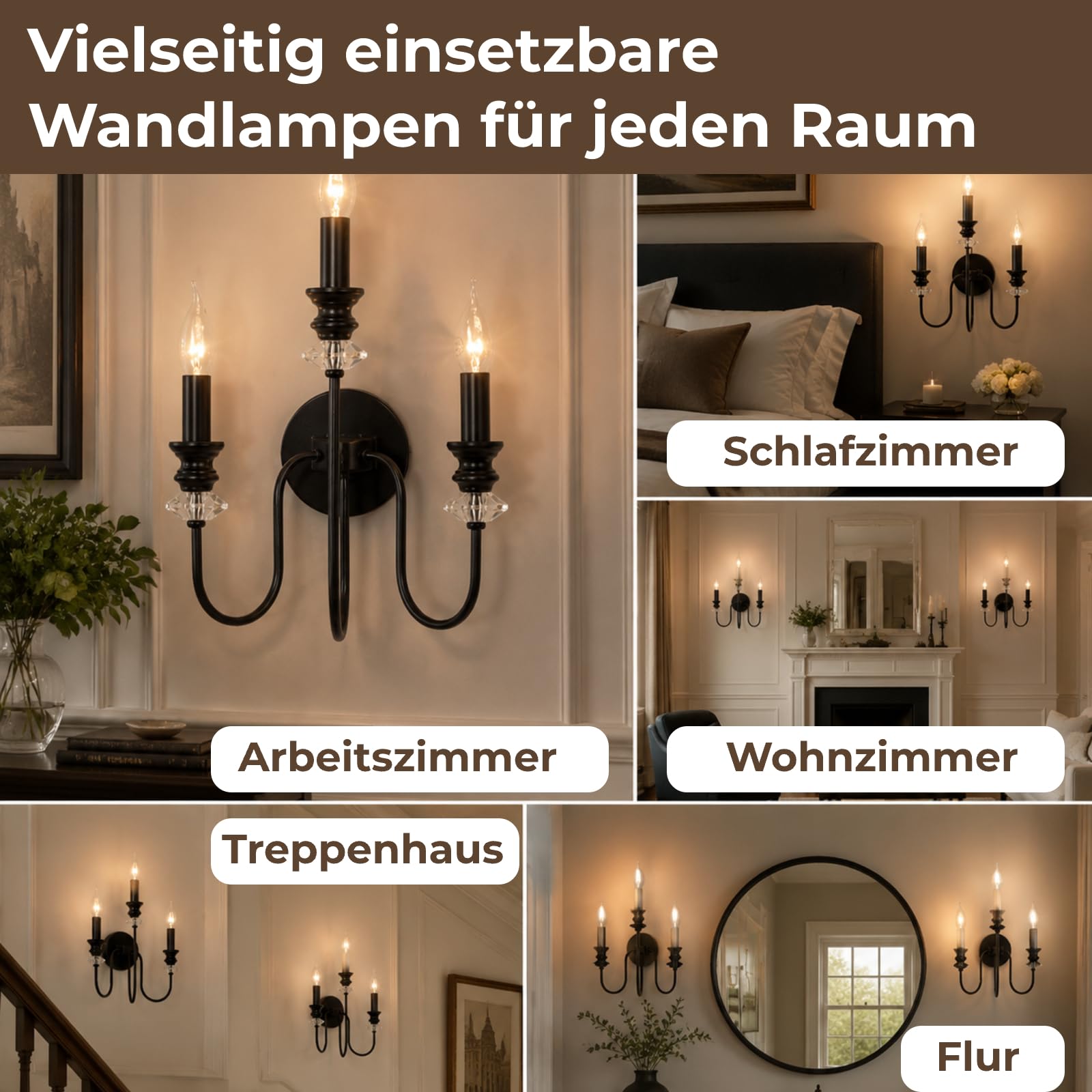 Industrielle Wandlampe Vintage Wandleuchte 3-Flammig für Schlafzimmer Flur