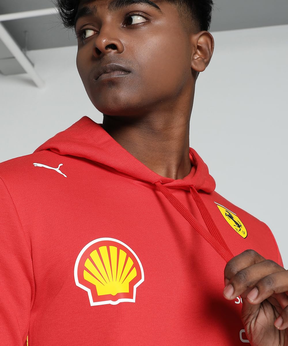 PUMA Felpa con Cappuccio Team Scuderia Ferrari 2024 Uomo Rosso Bruciato