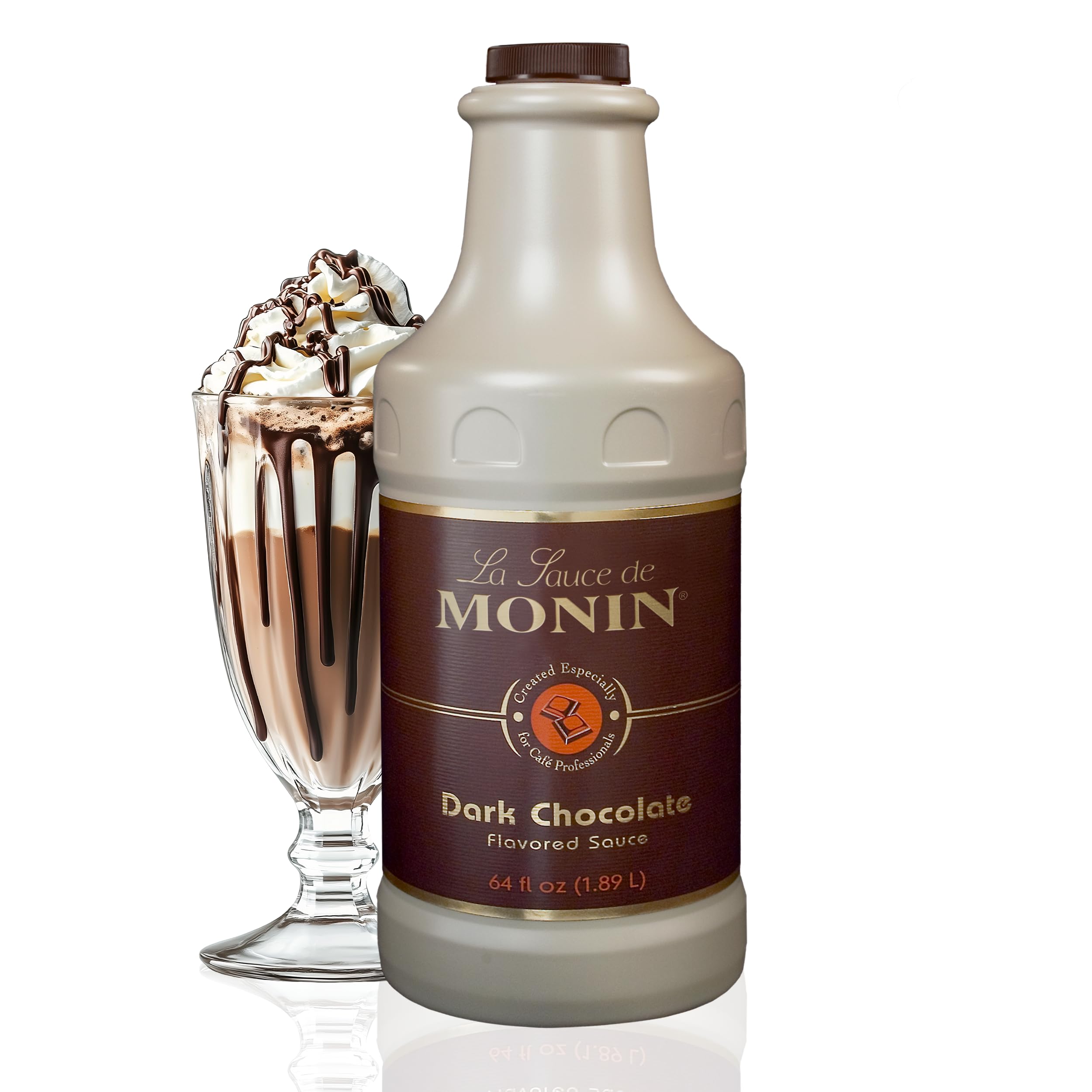 Monin - Gourmet Dark Chocolate Sauce, Velvety and Rich, Great for Desserts, Coffee, and Snacks, Gluten-Free, Non-GMO (64 Ounce)