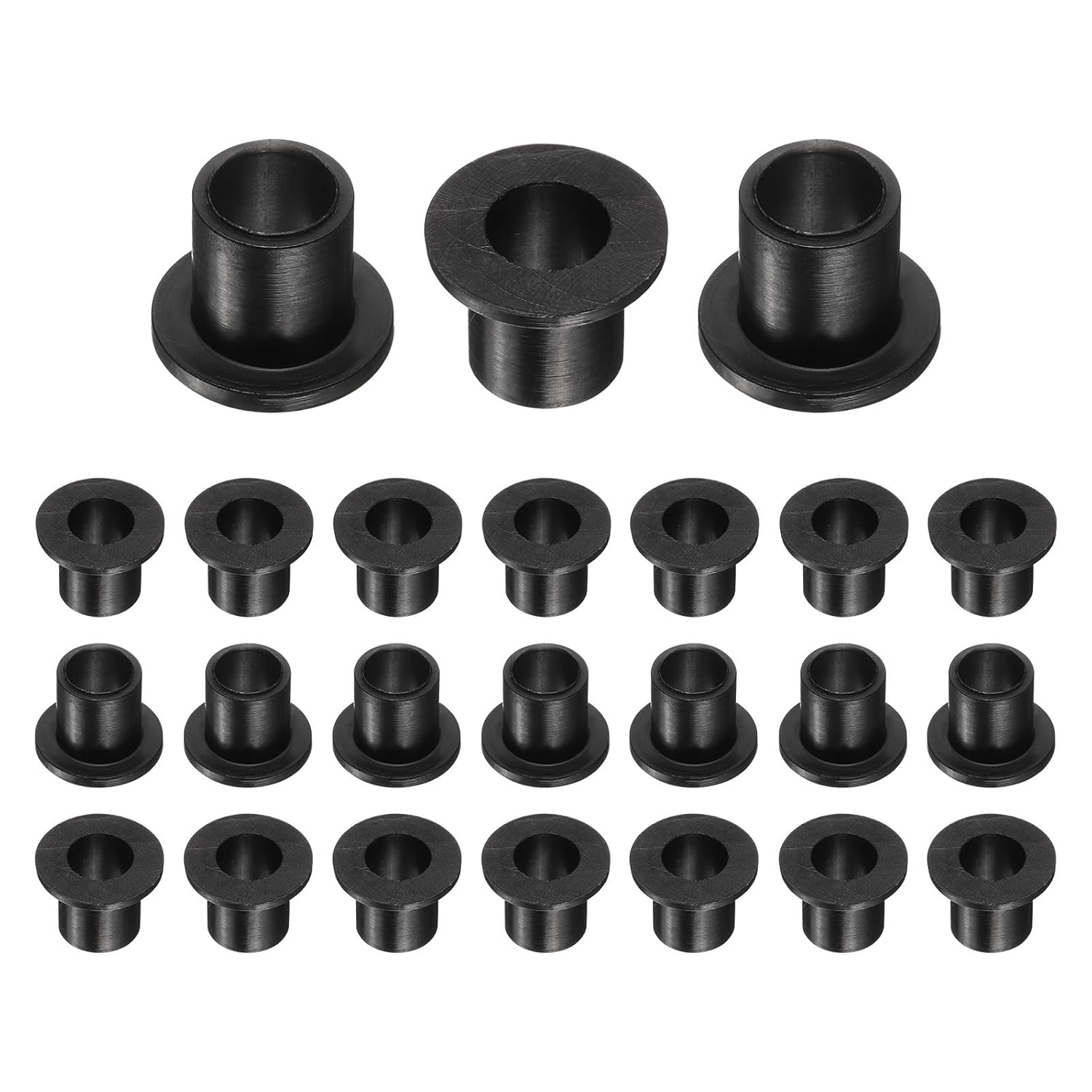 uxcell 24pcs Flanged Sleeve Bearings Plastic Bushings ID 8mm x OD 10.6mm x Length 12mm Nylon Bushings, Black