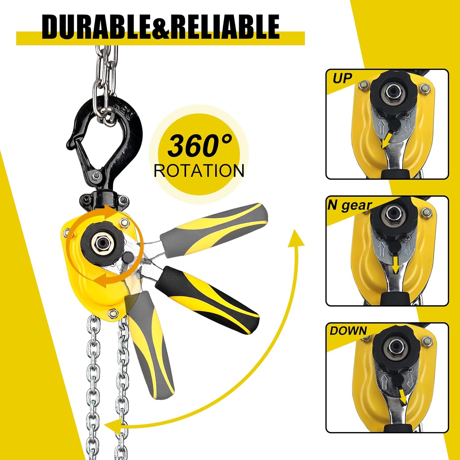 Chain Hoist Come Along Mini Puller 1100 Lbs 1/2 Ton 5 FT Lift G80 Chain Ratchet Cable Rope Hook Super Lightweight : Industrial & Scientific