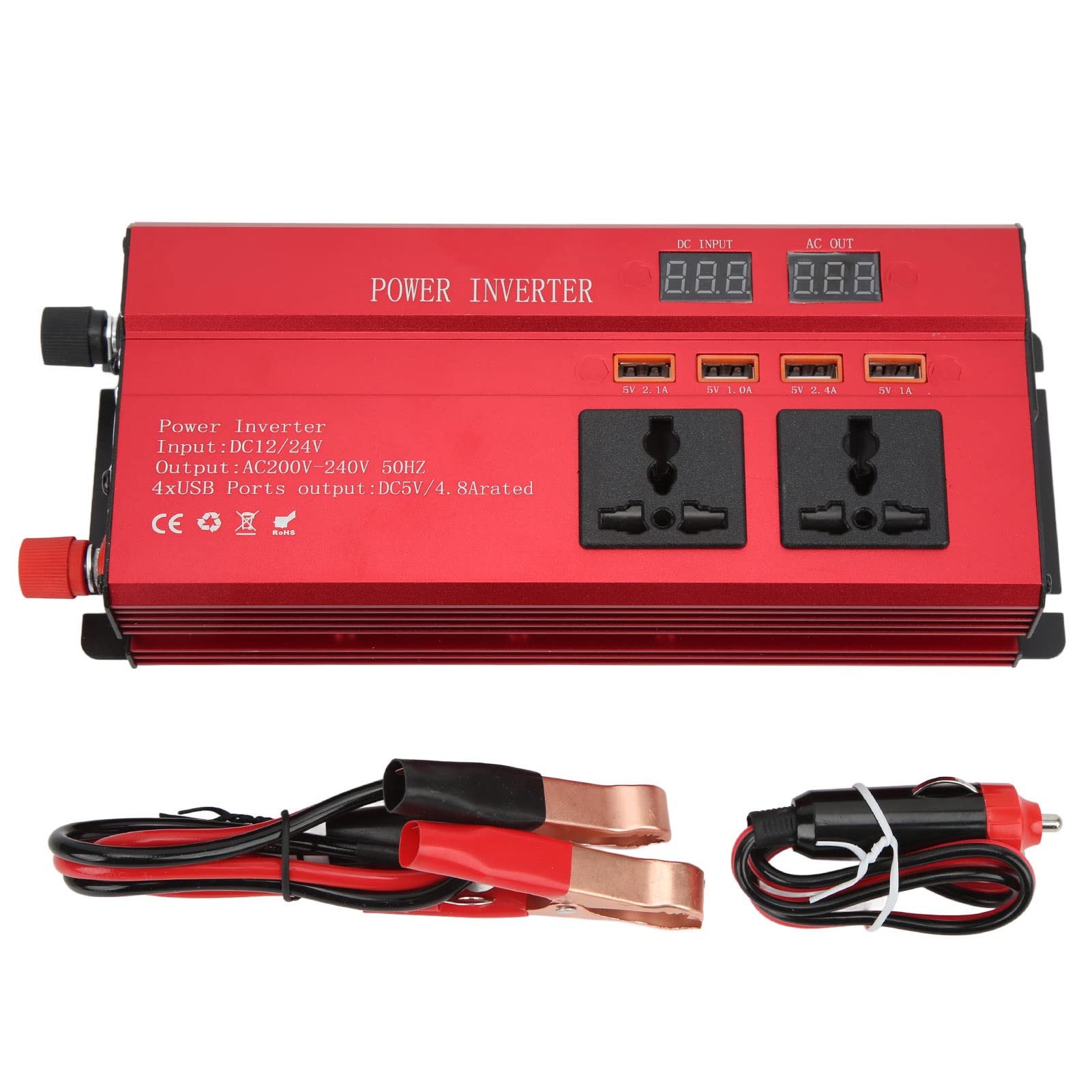 GFRGFH Power Inverter 700W Modified Sine Wave 12/24VDC To 220VAC 50HZ 4 USB Ports 3 AC Outlet for Emergency
