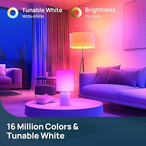 Miniatura 5 de Linkind Bombillas inteligentes, bombilla inteligente de 1600 lm (equivalente a 100 W), funciona con Alexa y Google Home, RGBTW bombilla que cambia
