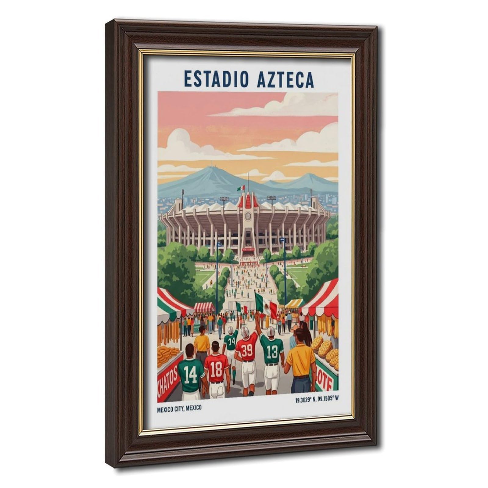 Bareronor Mokume Gane Frame-Style Estadio Azteca Football Stadium Canvas Poster For Office Decor Gift