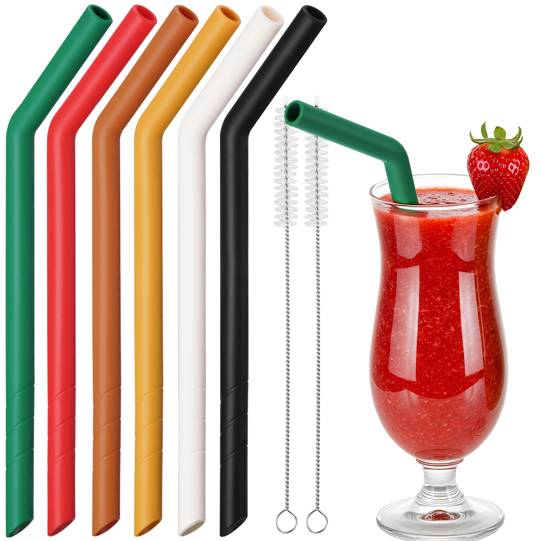 Pailles boba silicone réutilisables NiHome lot de 6 pailles larges écologiques bubble tea