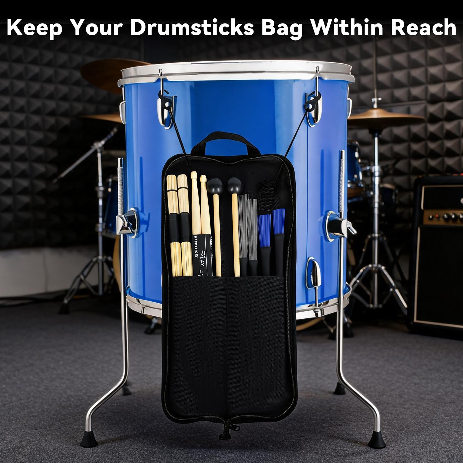 Il set include 5 paia di bacchette per batteria, set di pennelli con custodia portatile, accessori per strumenti a percussione, per esercitazioni di batteristi acustici, rock band, studenti