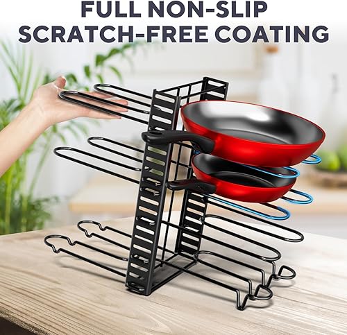Miniatura 8 de Organizador de ollas y sartenes debajo del gabinete, organizador de sartenes ajustable de 8 niveles para gabinete, organizador de ollas y sartenes