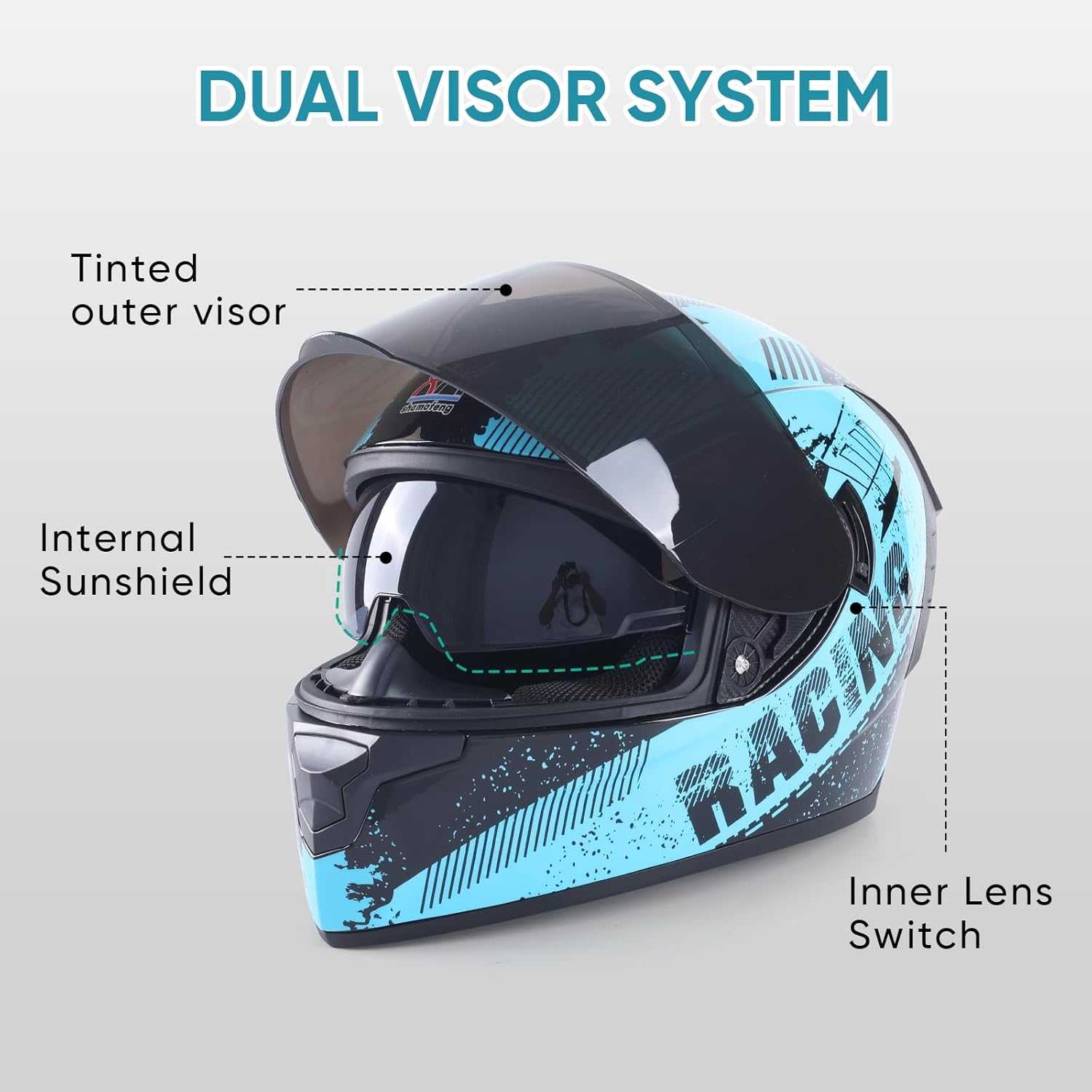 Full Face Motorcycle Helmets for Adults Men and Women with Internal Tinted Visor