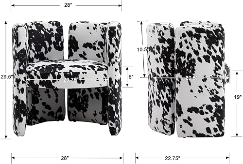 Miniatura 2 de Sillas de comedor modernas de terciopelo, bonitas sillas laterales tapizadas para sala de estar/comedor/área de recepción, estampado de vaca negra
