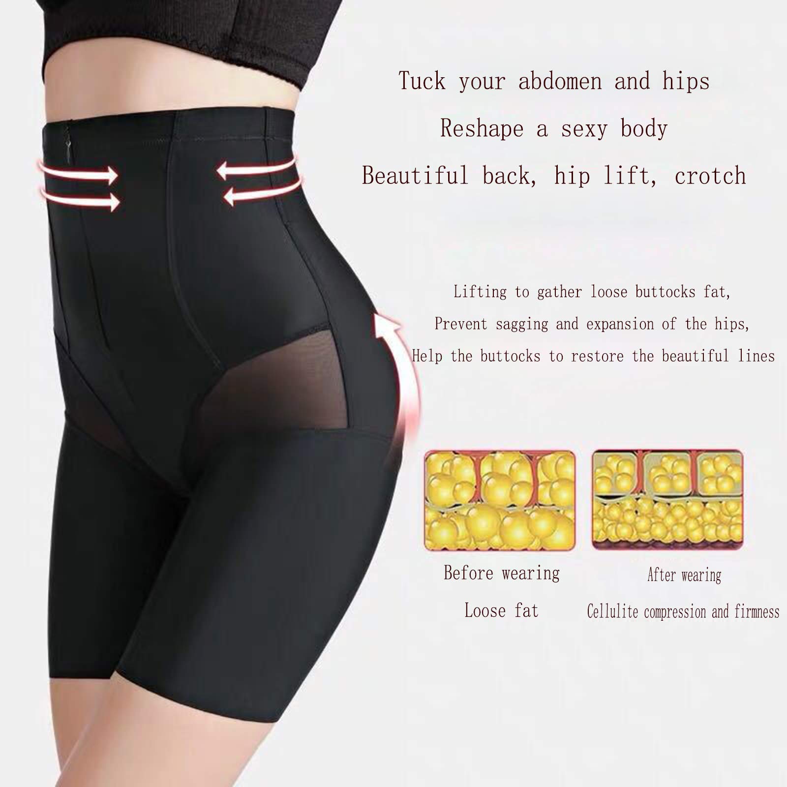 Miederslips für Damen- Postpartale Boxershorts, Plastiktaille, Reißverschluss, Hüftheben, Korsett, Körperformung, Nahtlose hoch taillierte Bauchhose