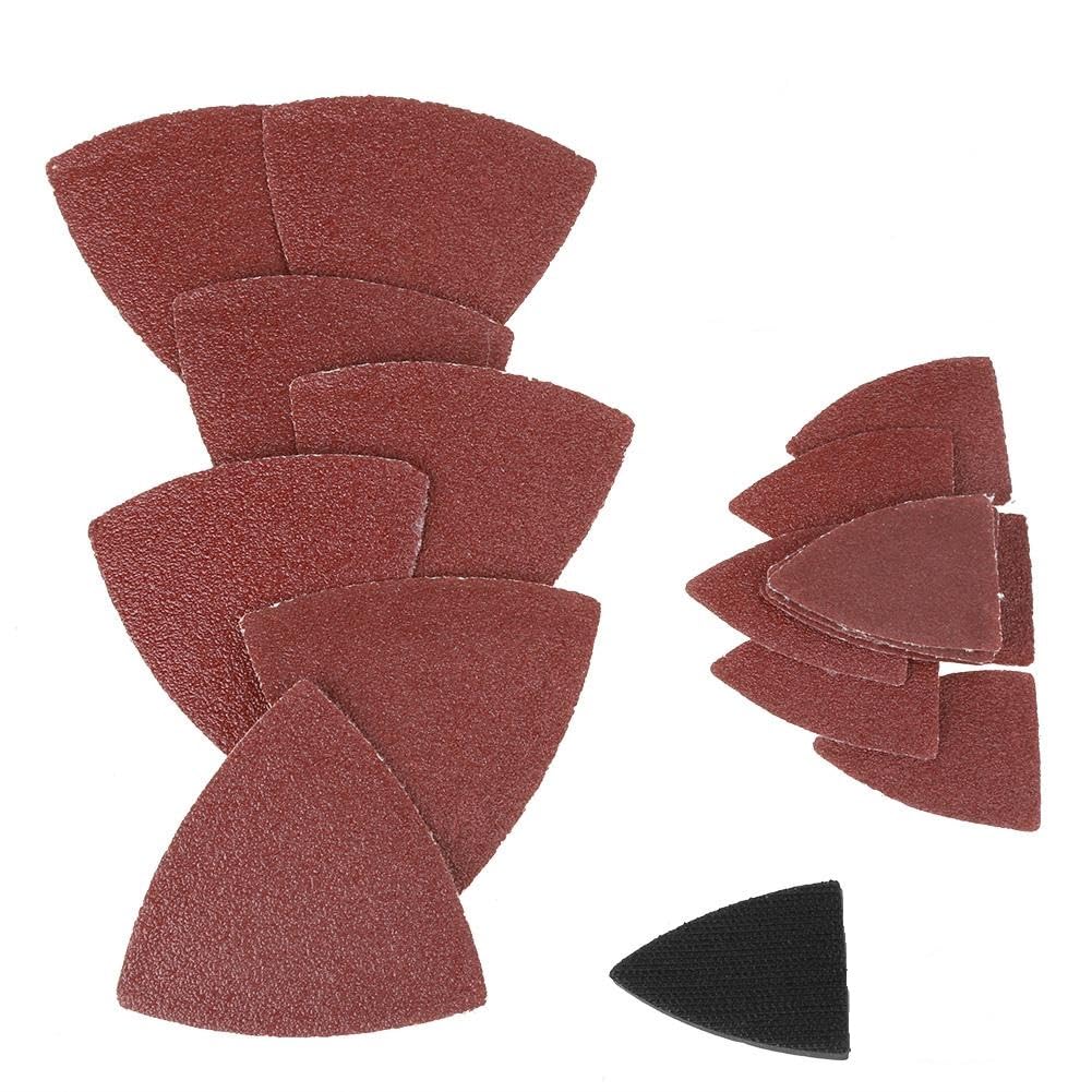 Schleifset Schleifpapier, Oszillierende Multi Tool Sand Pad, 82-teiliges Dreieck-Schleifpad-Set, Schleifpads mit Dreieck-Schleifpad-Halter, Finger-Schleifpad-Halter, für Wände, Metall, Holz