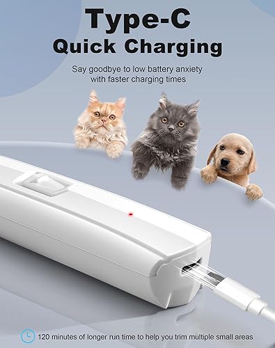 Miniatura 5 de Cortadora de patas de perro para aseo, cortadora de perros recargable inalámbrica con hoja ensanchada, afeitadora eléctrica de precisión de bajo