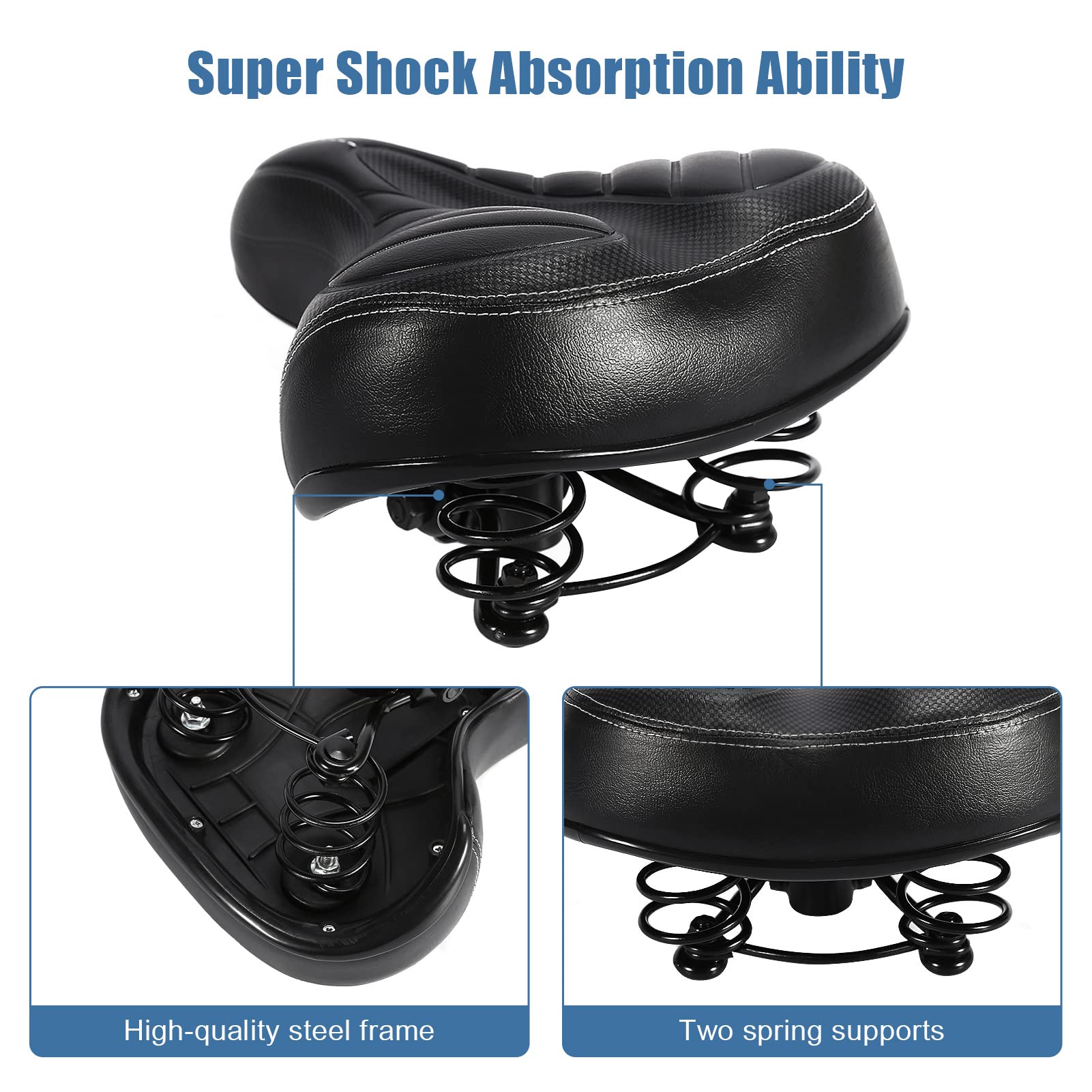 Selle de velo sans bec avec suspension à ressort