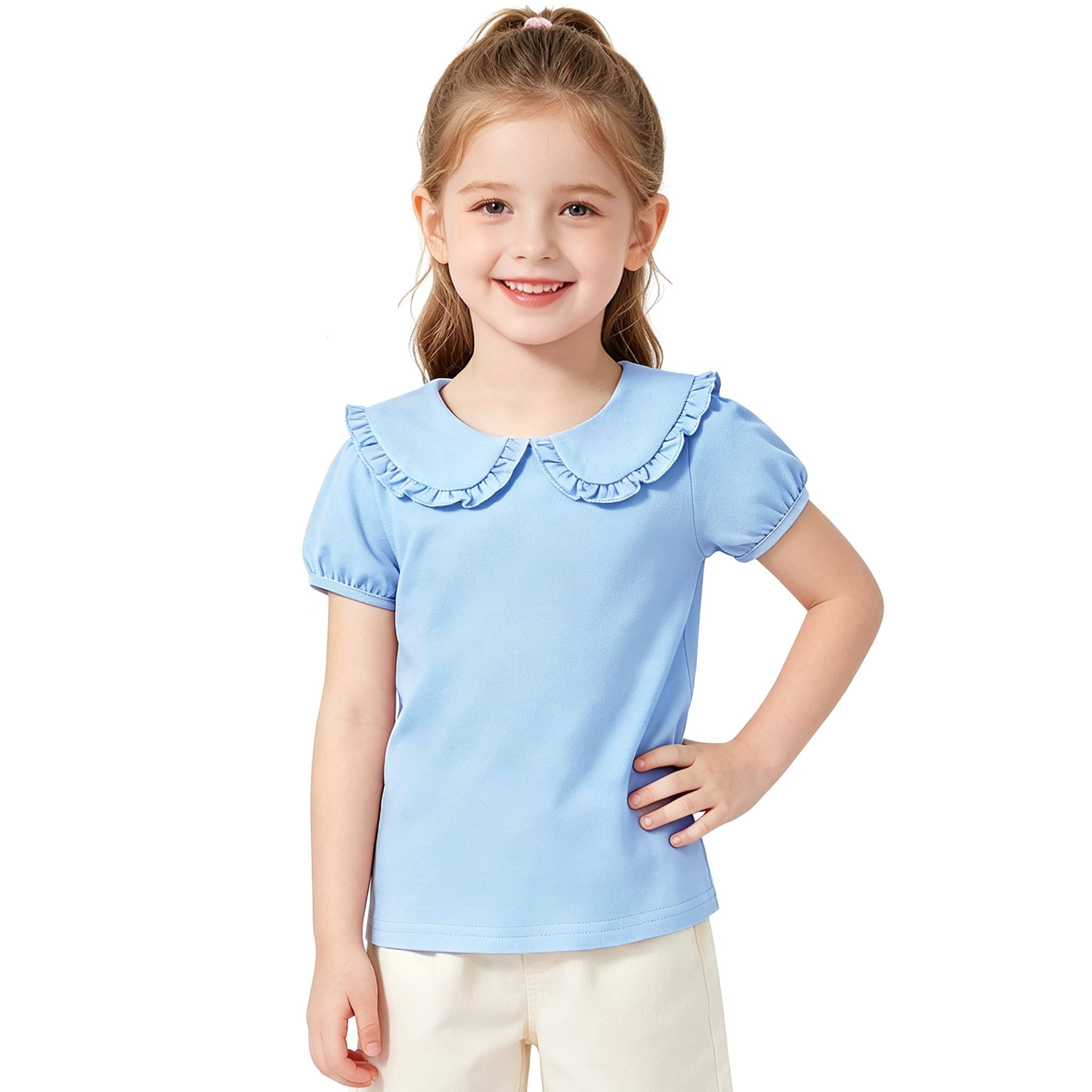 Magic Park 1-14Y Toddler Peter Pan Collar T-Shirt Girl Cotton Blouse