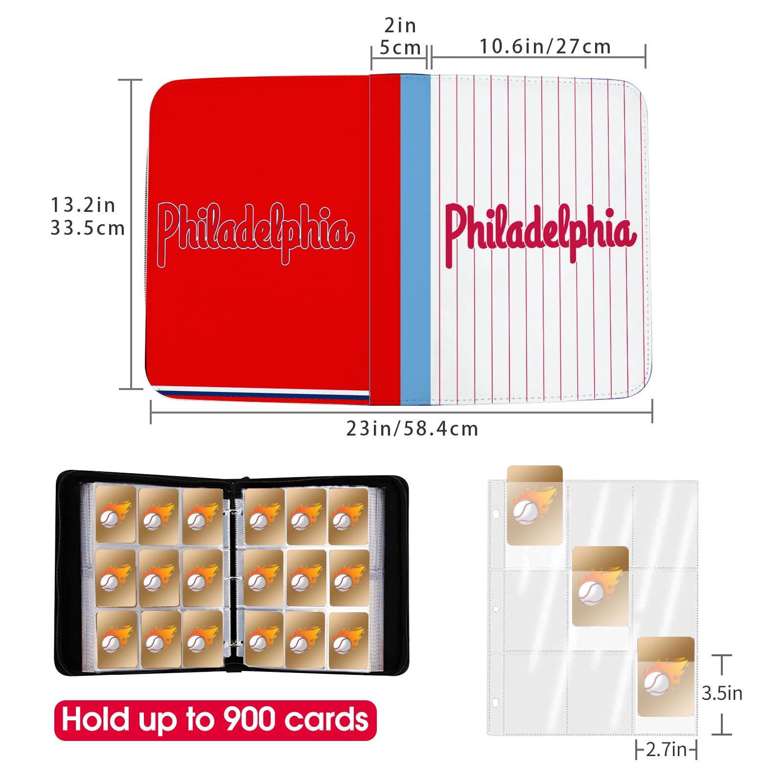 Amazon.com: Baseball Card Binder with Sleeves 900 Pocket, Philadelphia Baseball Trading Card Holder Baseball Collector Album Sports Trading Card 3 Ring Binder Storage Book Folder Case : Office Products Amazon.com: Baseball Card Binder with Sleeves 900 Pocket, Philadelphia Baseball Trading Card Holder Baseball Collector Album Sports Trading Card 3 Ring Binder Storage Book Folder Case : Office Products
