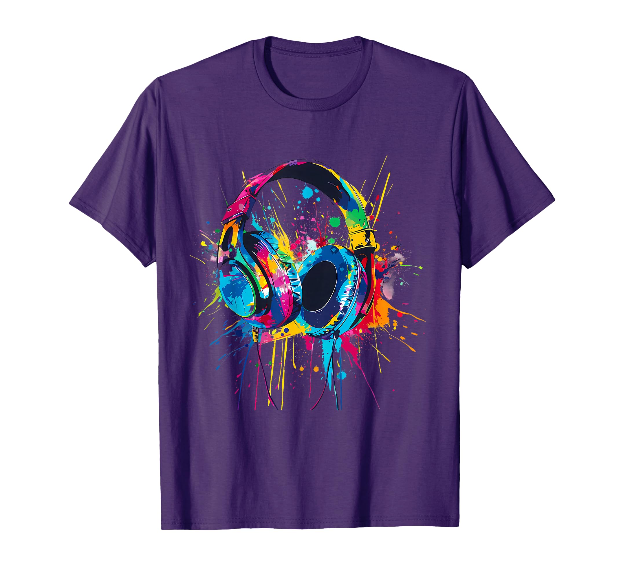 Headphones Music DJ Music Headphones Splash EDM Music Lover T-Shirt