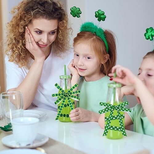 Miniatura 7 de Whaline 10 rollos de cinta de grogrén del día de San Patricio, 50 yardas, estampado de trébol de la suerte verde, cinta de tela a cuadros para