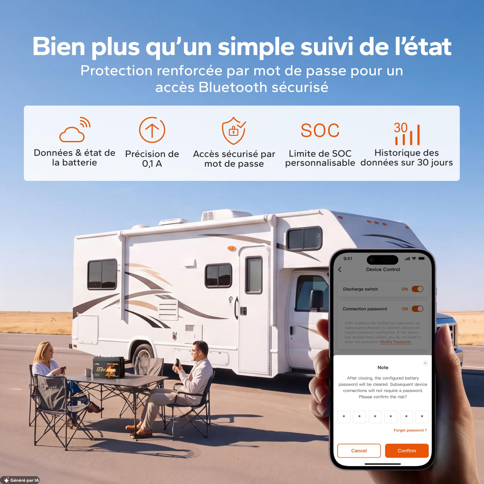 LiTime Batterie Lithium 12V 320Ah CAN/RS485 avec Bluetooth pour Camping-Car