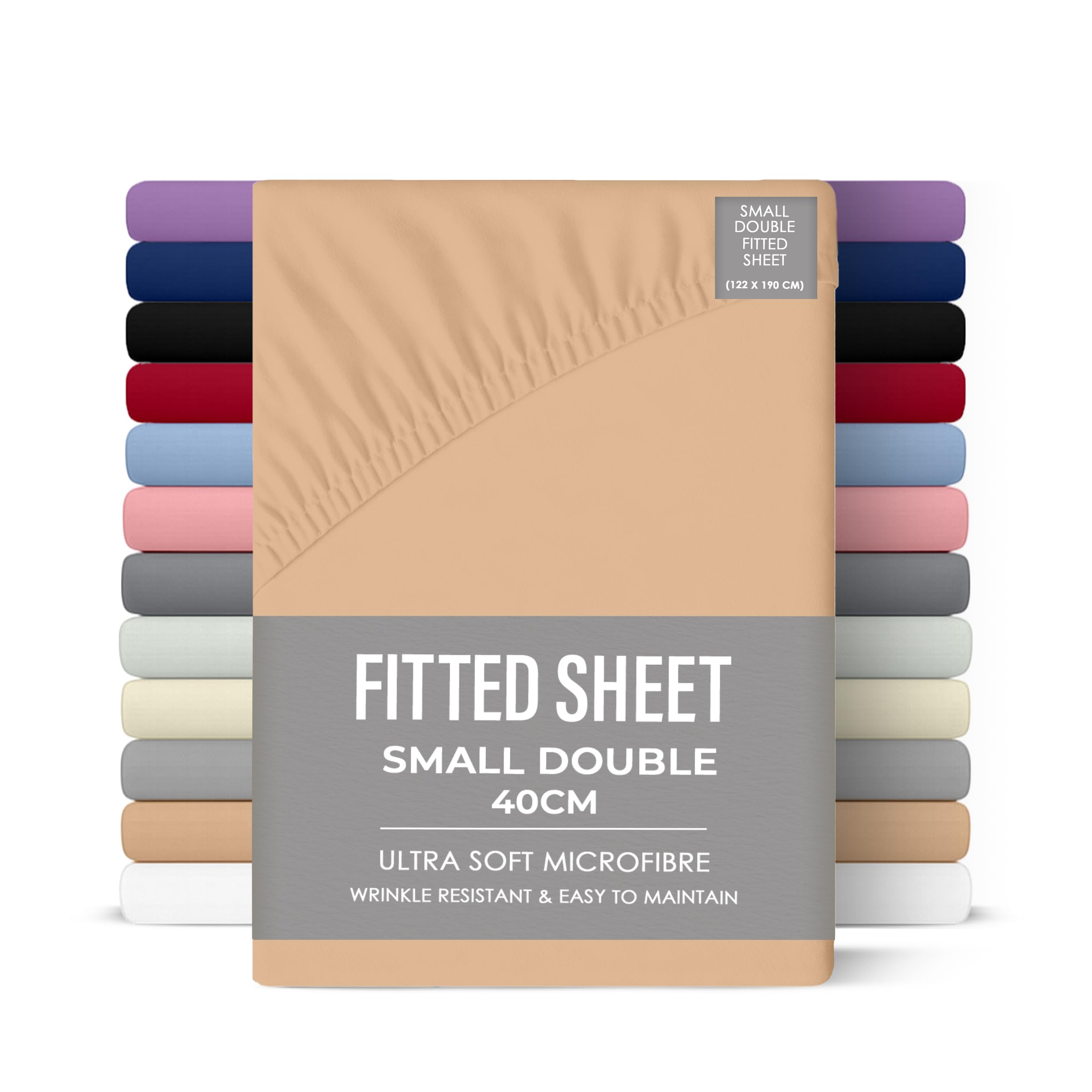 Rohi 40cm Deep Microfibre Small Double Fitted Sheet – Comfy Soft & Breathable Deep Fitted Sheet with Elasticated Corners – Hypoallergenic & Durable 4FT Bed Sheet (Latte, 122 x 190cm)