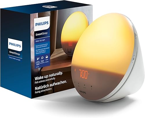 Philips Wake Up Light, White, 5 Natural Alarm Sounds, Sunrise Simulation, Midnight Light, HF3519/01