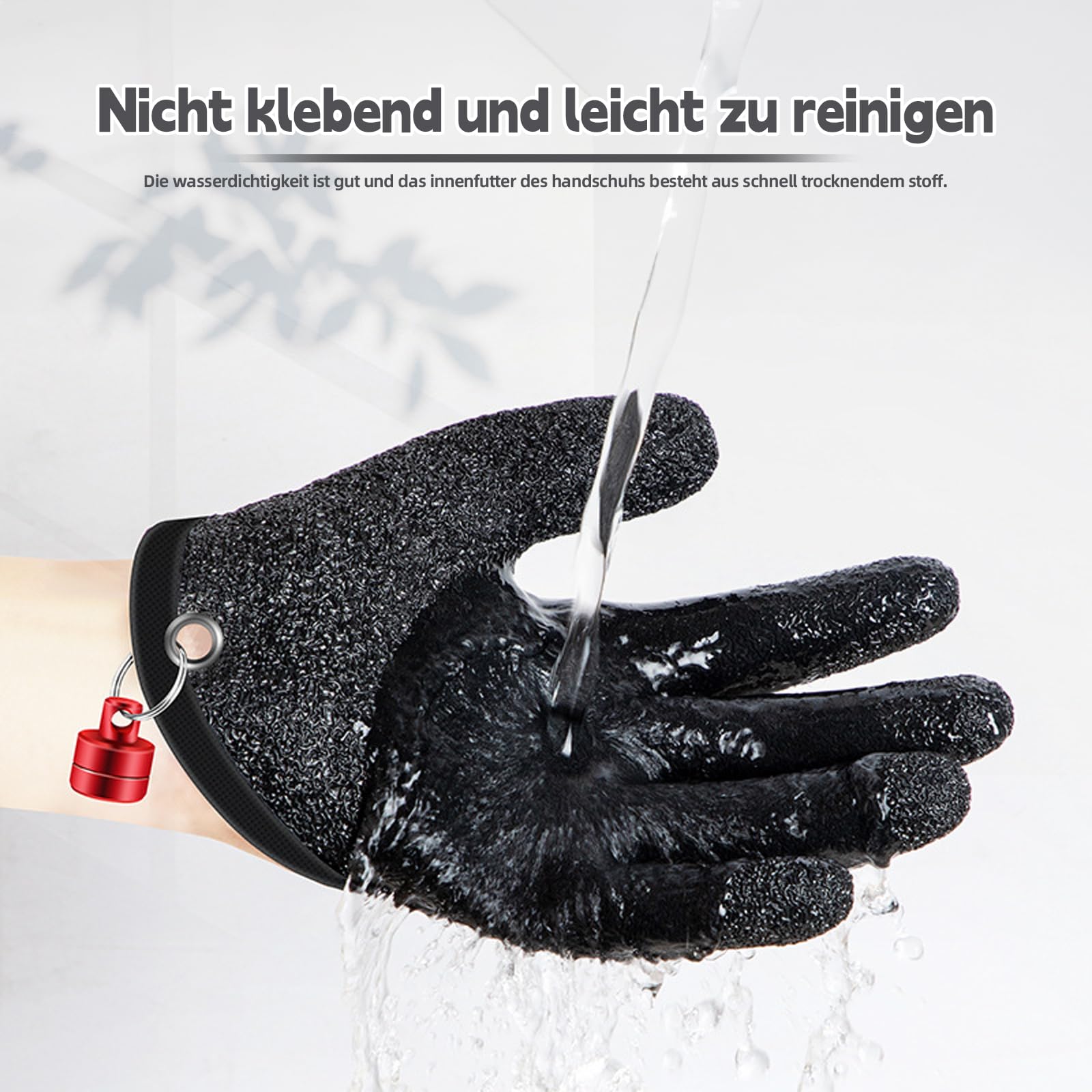ACONDE Guantes de pesca resistentes a las picaduras, guantes de pesca con cierre magnético, guantes de pesca impermeables, para el manejo seguro de lucios, lucioperca, mano derecha