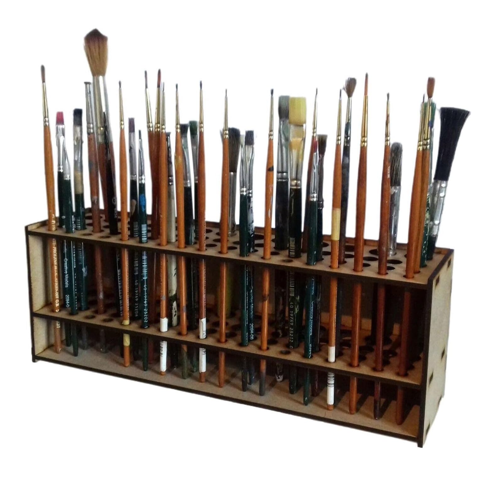 ZGSYH Paintbrush Holder Stand,New Wooden Paint Brush Holder Stand for 67 Brushes,Desk Stand Organizer Holding Rack for Pens,Paint Brushes,Colored Pencils,Markers