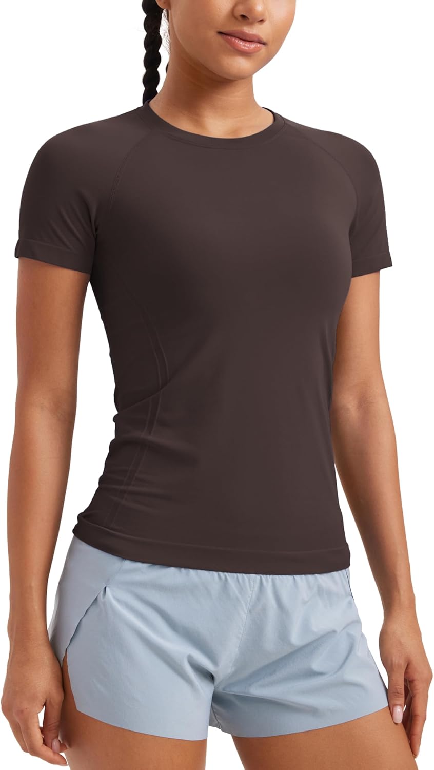 CRZ YOGA Seamless Workout Tops for Women Short Sleeve...