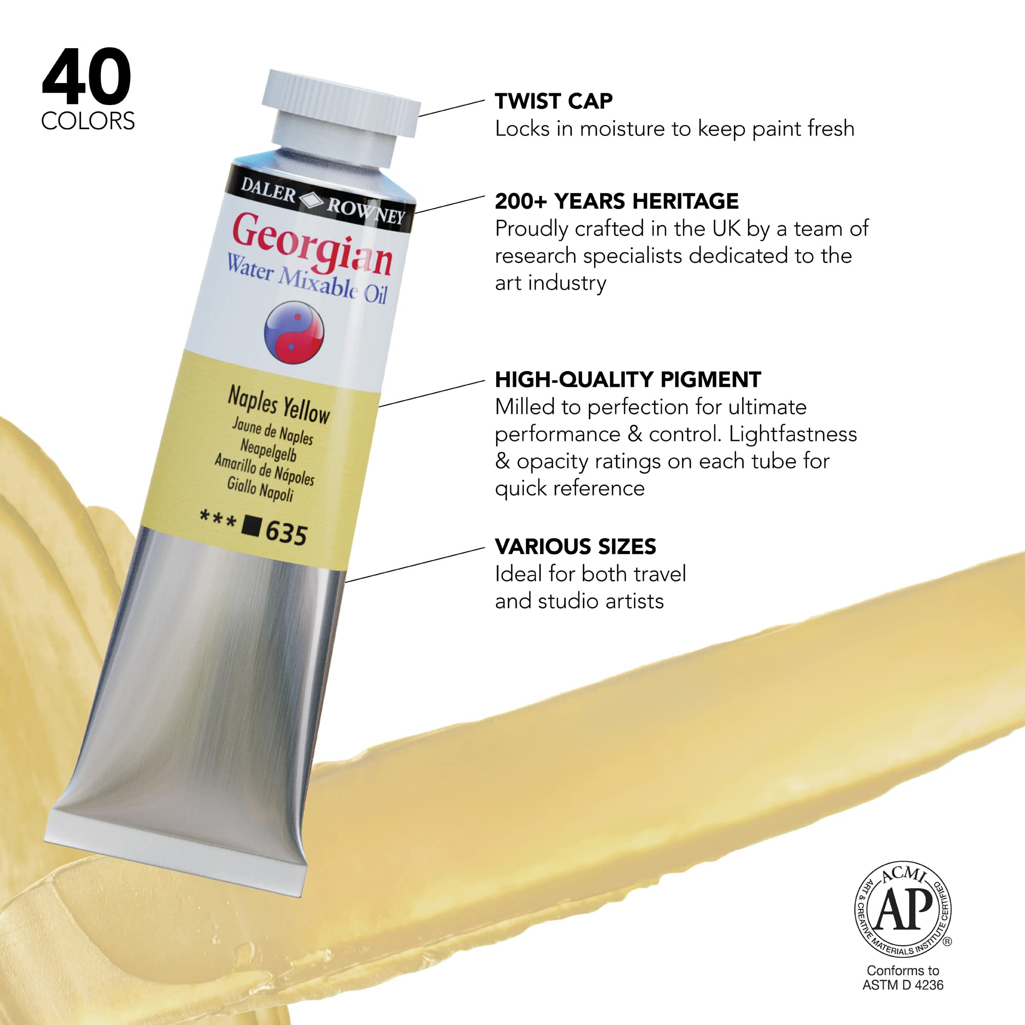 Daler Rowney Georgian Su Bazlı Yağlı Boya 37 ml Cadmium Yellow Hue 620