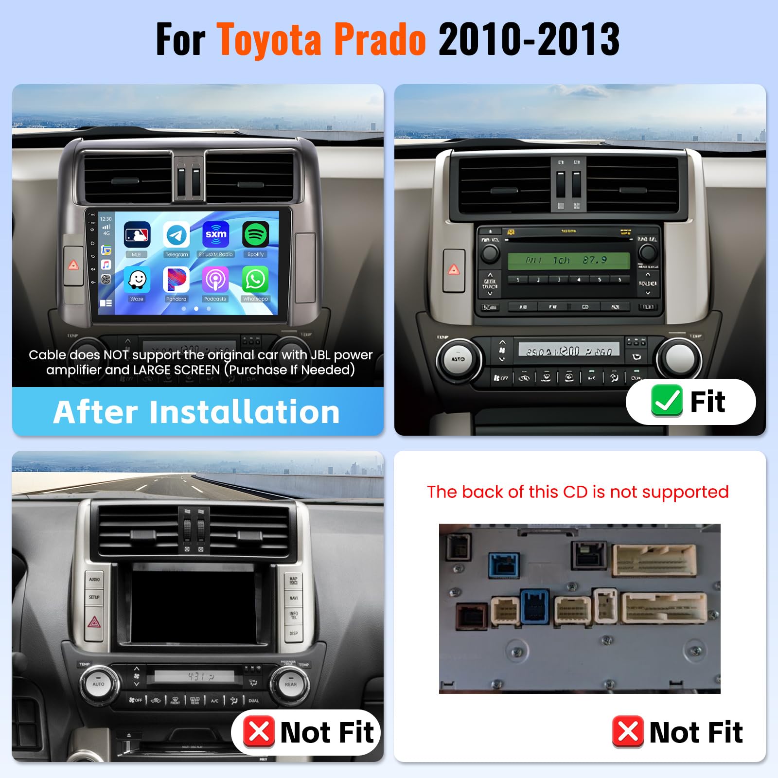 Realdio Android Car Stereo for Toyota Prado 2010 2011 2012 2013 with CarPlay Android Auto 26UI 2GB+64GB