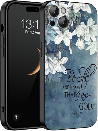 Compatiable for iPhone 13 Mini Case,Designed for iPhone 13 Mini Phone case,Update Full Prtection Camera System,Slim Shockproof Protective Cover,Christian Quotes Bible Verse Psalm 4610,Flower