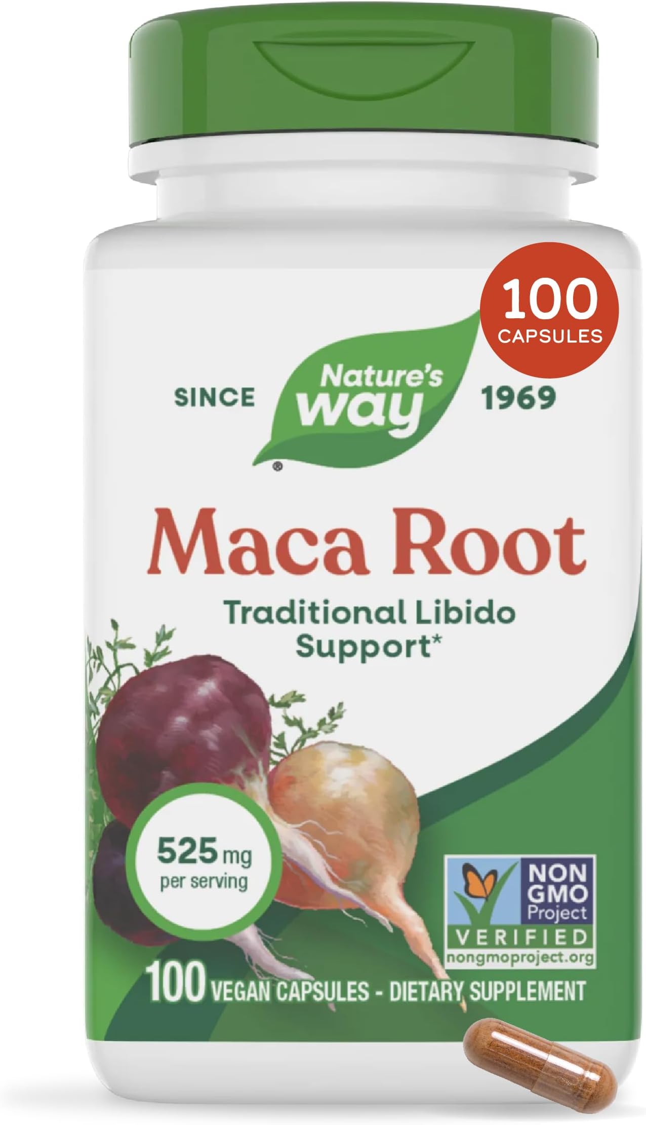 Nature's Way Maca Root Capsules, Traditional Libido Support*, Vegan, 100 ct