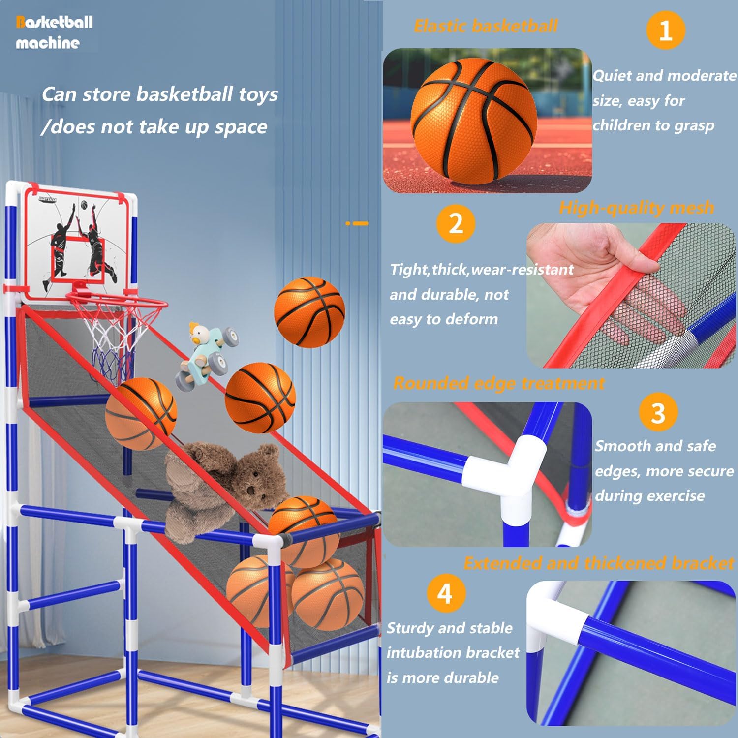 لعبة كرة السلة للأطفال، حلقة كرة سلة قابلة لتعديل الارتفاع مع ... - view 3