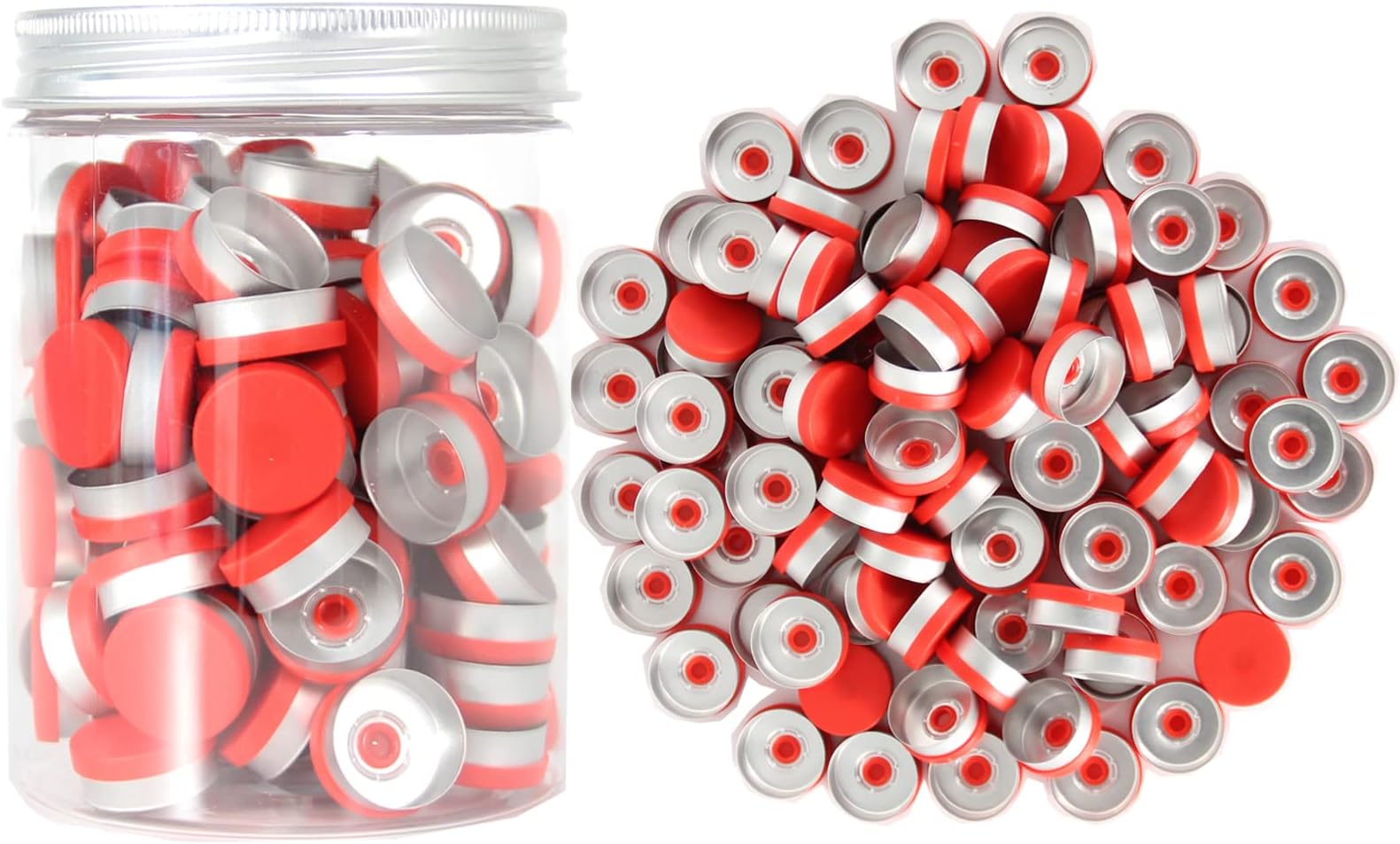 20mm Red Flip Top Caps-100 Pcs Aluminum-Plastic Red Caps for Glass Vial