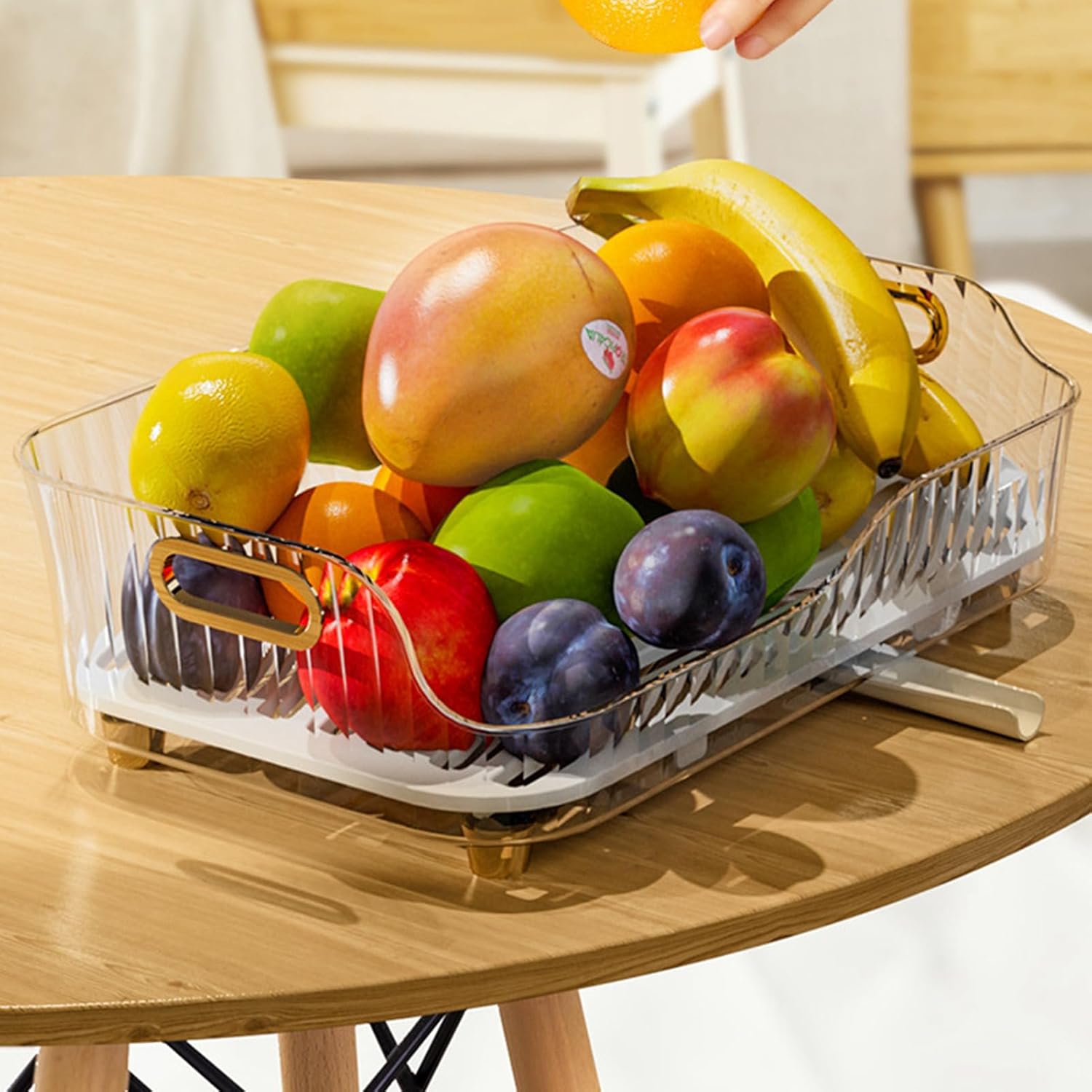 Topyond Dish Drying Rack, Gold Dish Rack for Kitchen Counter, Detachable Drainer with Drain Holes, Space Saving Sink Organizer for Plates, Cups, Cutlery