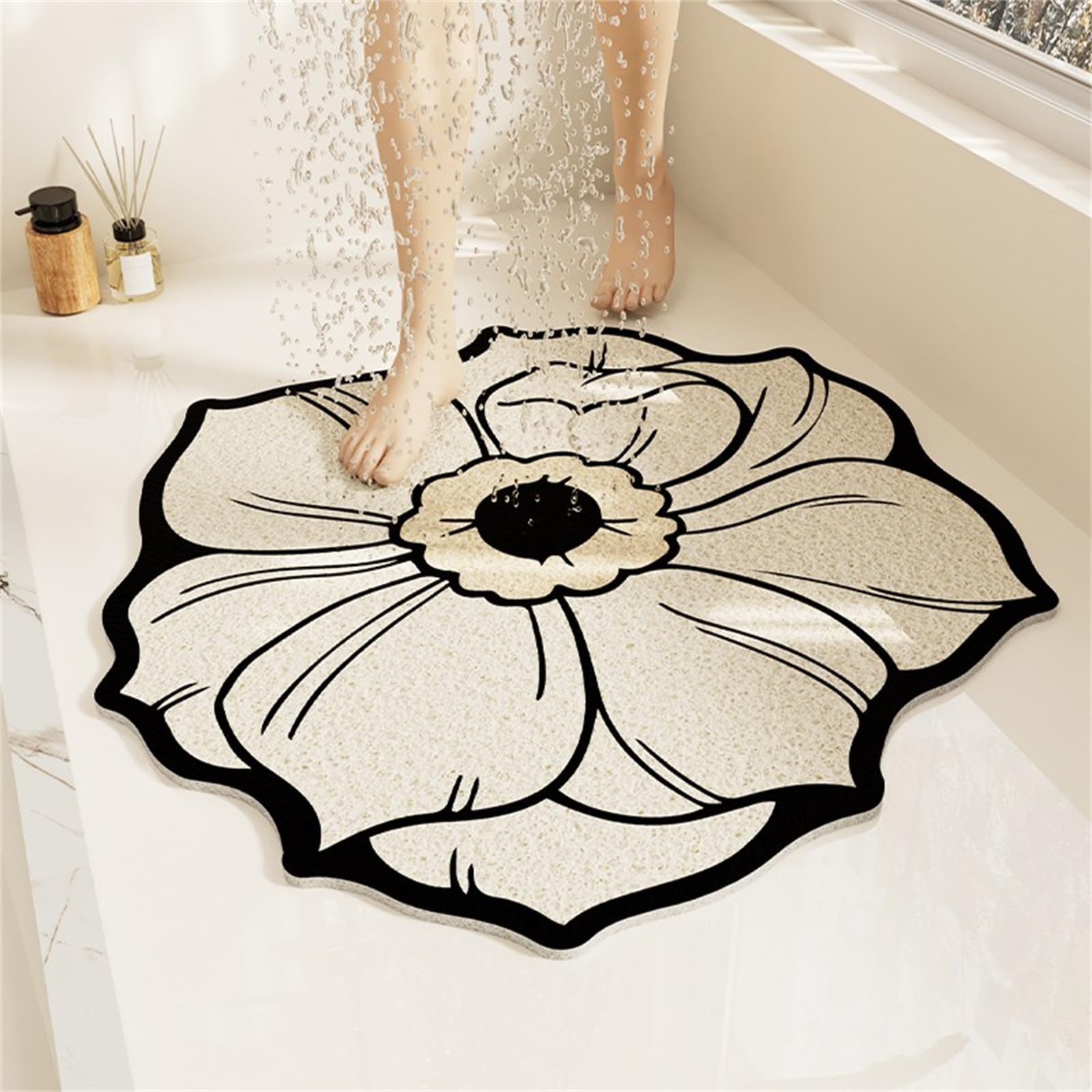 Secure Mat Non-Slip Shower Mat Bathtub Mat For Bath Tub, Comfort Bathtub Mats With Drain, PVC Loofah Bathroom Mats For Wet Areas, Quick Drying(Size:90 * 90CM,Color:F)
