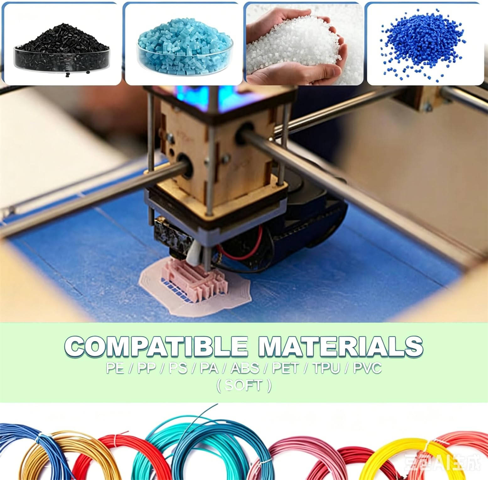 Extrudeuse De Filament pour Impression 3D, Extrudeuse De Granulés Haute Précision 1000 W avec Température Réglable, Compatible ABS/TPU/PETG/PLA