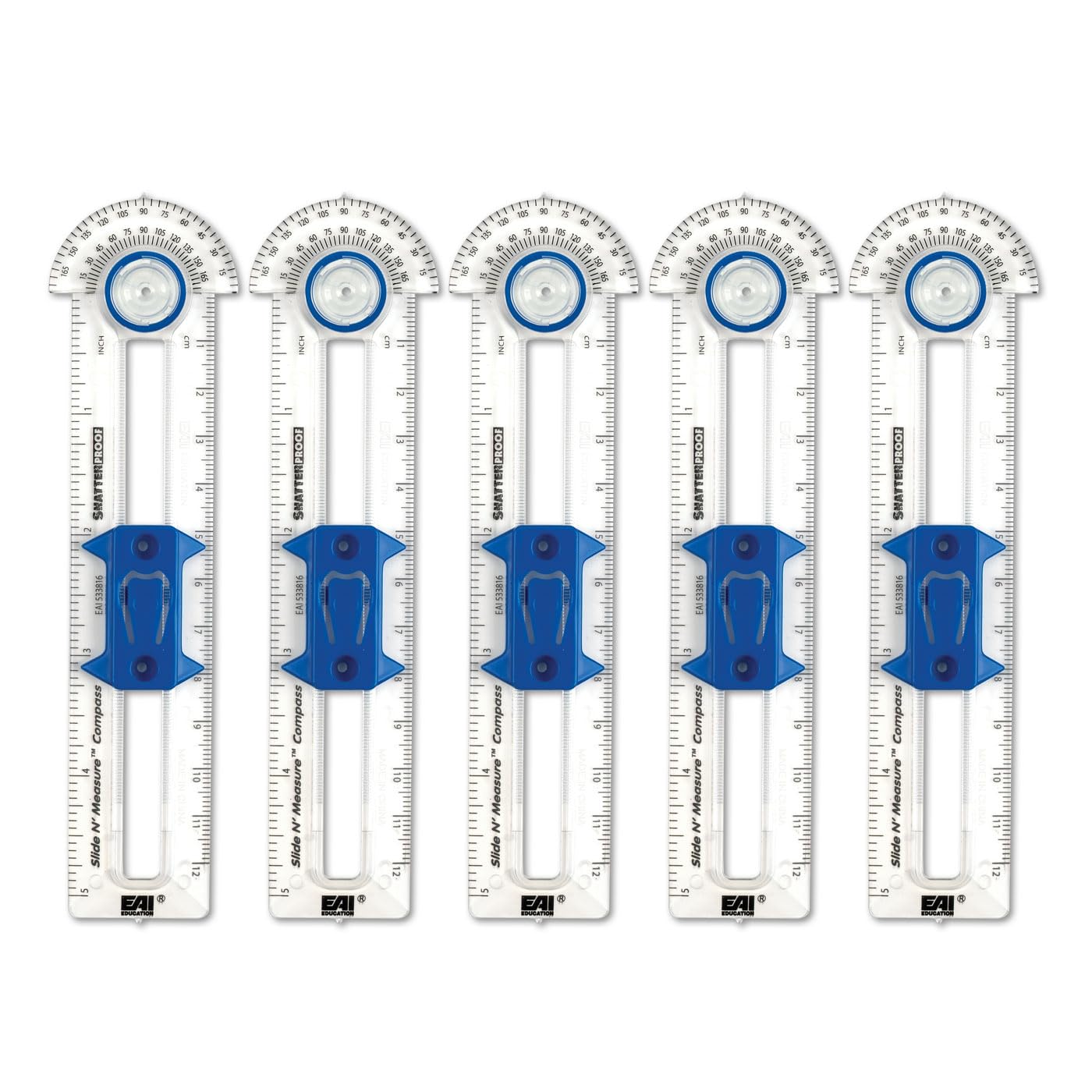 EAI Education Slide N' Measure Compass: Clear - Set of 10, Small