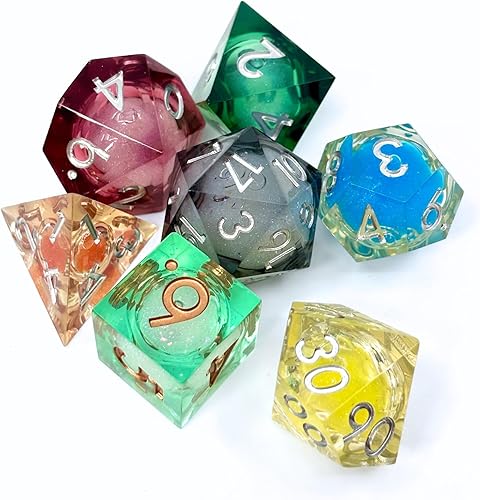 Sage's Portal Souls Liquid Core - Juego de 7 dados poliédricos DND de resina de borde afilado para Dungeons and Dragons, RPG de mesa TTRPG (Infinity
