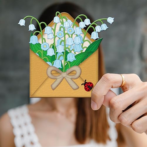 Miniatura 4 de GLOBLELAND Juego de 23 troqueles de corte de sobres para bricolaje Scrapbooking Metal Lily of the Valley troquelado plantillas para hacer tarjetas