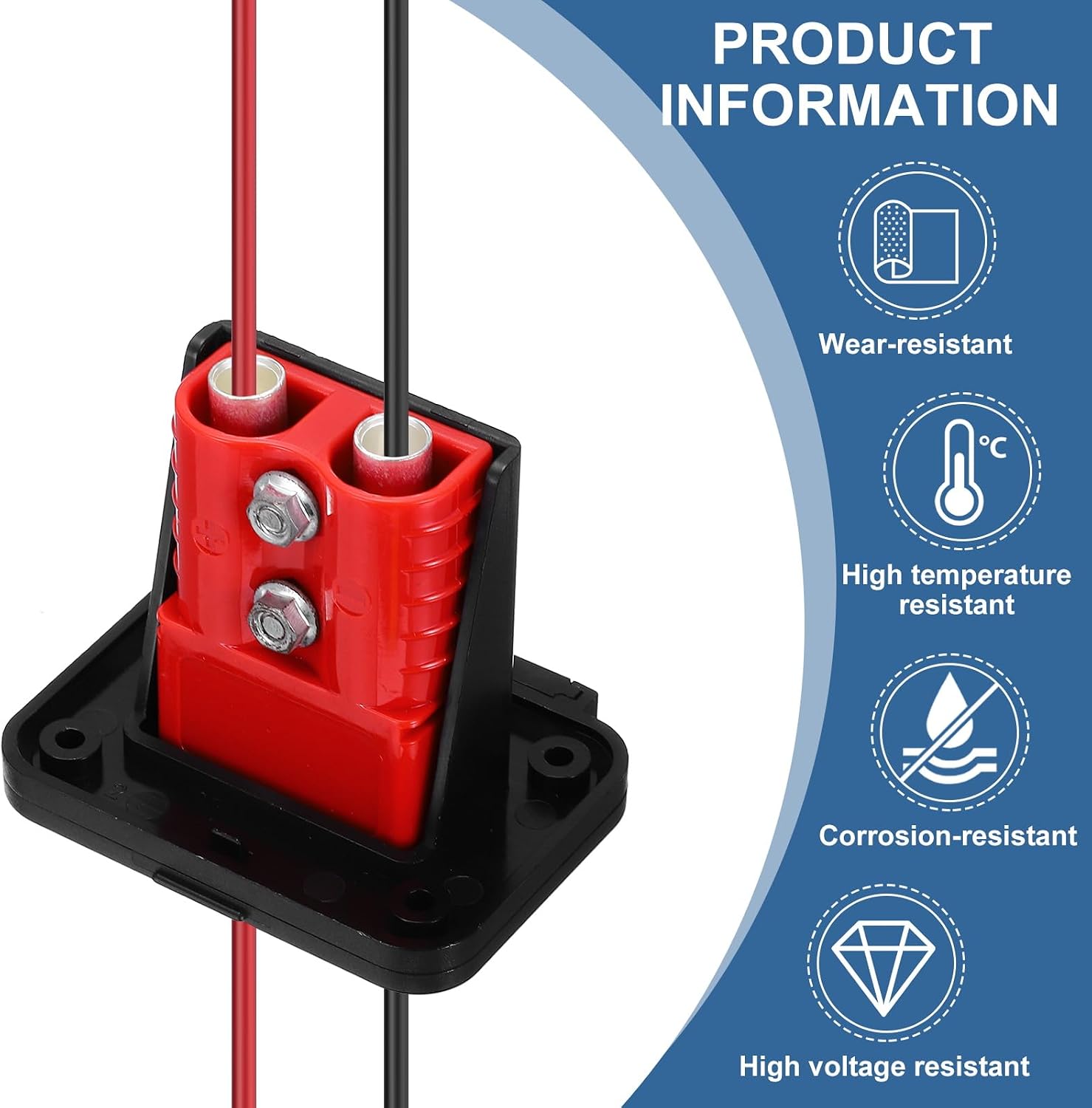 MECCANIXITY 120A Embedded Plug Mounting Panel, 2AWG,4AWG,6AWG Flush Mount Recessed Plate with Dust Cover Battery Power Connector Plug for Winch Auto Car Trailer Driver,Red 1Set