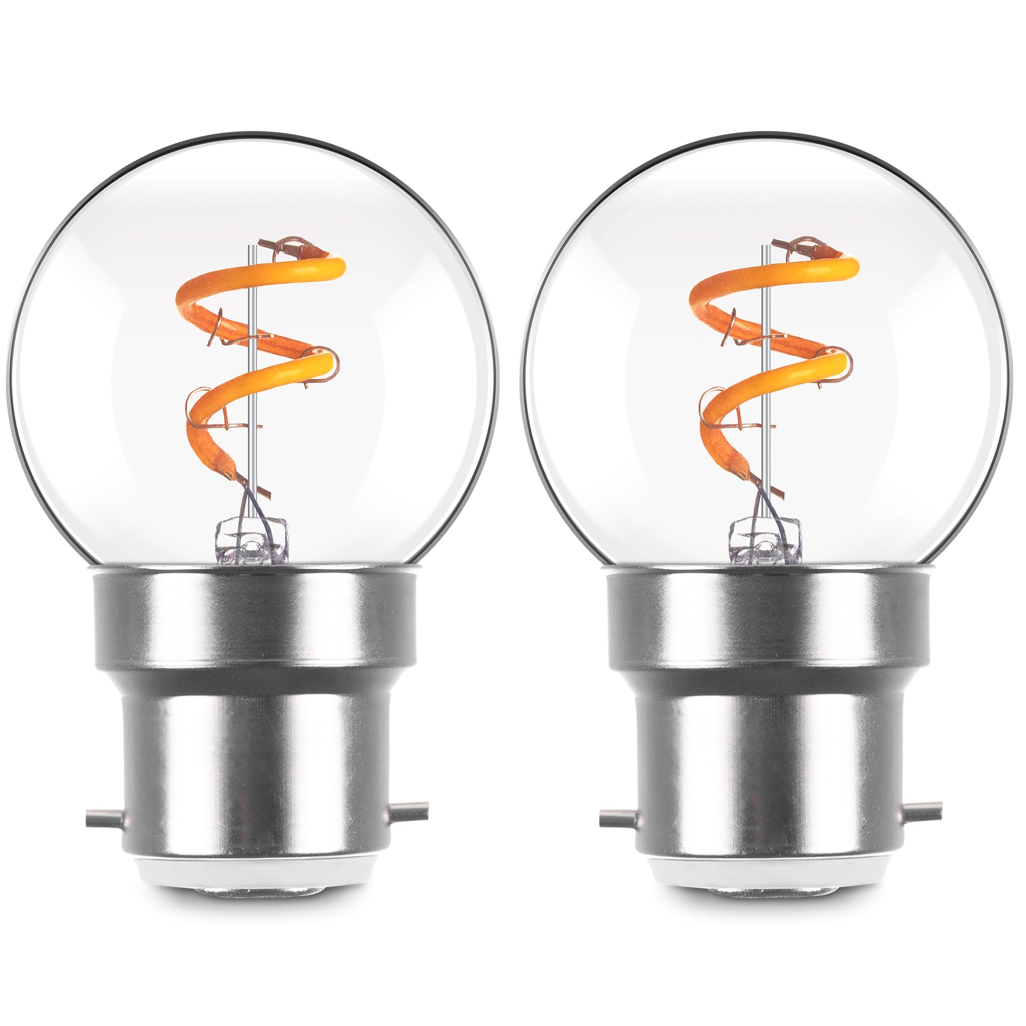 Genixgreen Bayonet LED Light Bulbs B22 1W Mini Globe BC Led Bulbs Low Wattage Vintage Night Light Spiral Filament Decorative Light Bulbs,15W Incandescent Equivalent,2200K Extra Warm White,2 Pack