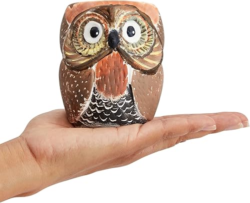 Miniatura 4 de Bright Creations Macetas de cerámica para suculentas de búho pintables, juego de 4, 3 x 3 x 4 pulgadas, cerámica blanquecina, agujeros de drenaje
