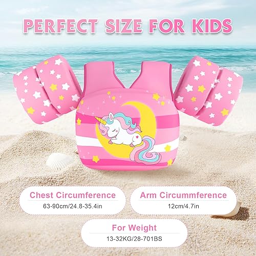 Miniatura 4 de Chaleco de natación para niños pequeños, apto para niños de 28 a 70 libras, flotadores para niños y niñas, ayuda a la natación, entrenamiento, traje