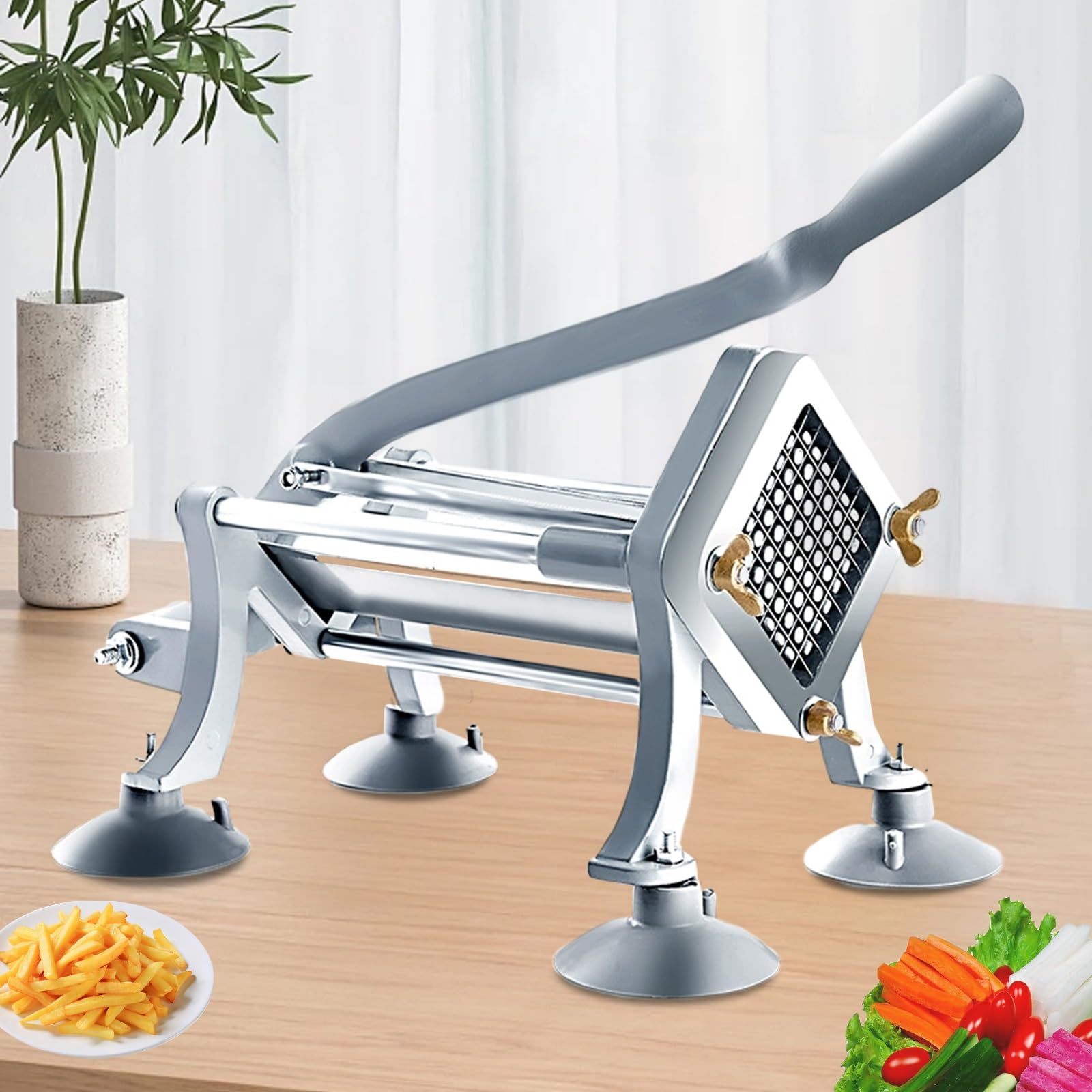 Generisch Professioneller Pommesschneider mit 7/10/13 mm Klinge, Manueller Kartoffelwürfelschneider Pommes Schneider mit Saugnäpfen, for Die Küche Zu Hause und Die Gastronomie