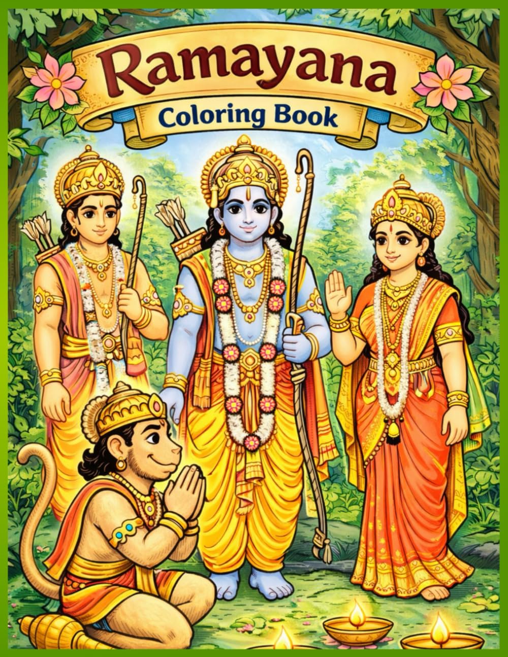 Ramayana Stories Colouring Book: Simple Colouring Pages with Short Moral Stories from Indian Mythology
