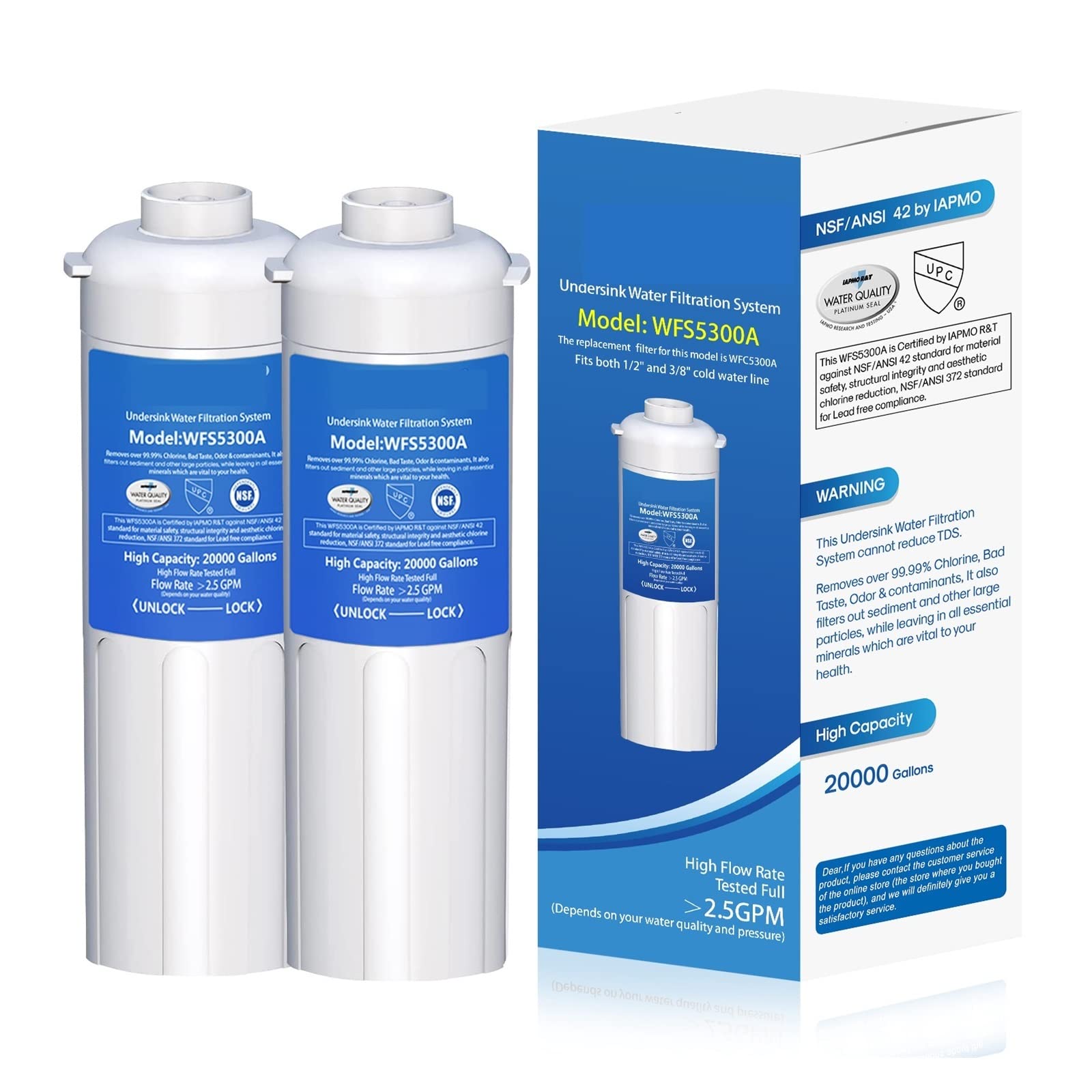 System filtracji wody, Wymienny filtr wody WFS5300A Pod zlewem System filtracji wody pitnej z bezpośrednim podłączeniem pod ladą(1x Replace Filter)