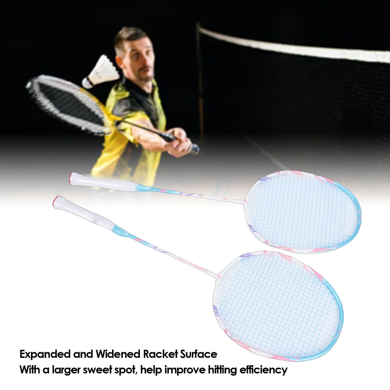 Emoshayoga Set di Racchette da Badminton in Composito di Carbonio Ad Alta Resistenza per 2 Giocatori, Allenamento per Uso Familiare in Palestra nel Cortile