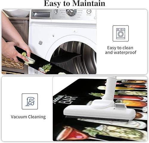 Miniatura 4 de Juego de alfombras de cocina cócteles alcohólicos menú de bar tapete de cocina moderno para suelo antideslizante lavable tapete de baño tapete de