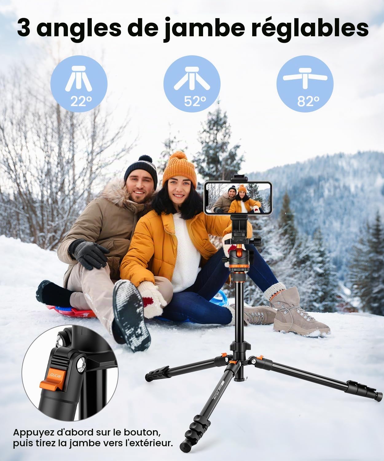 JOILCAN Trépied Appareil Photo pour Smartphone，168CM Trépied Caméra