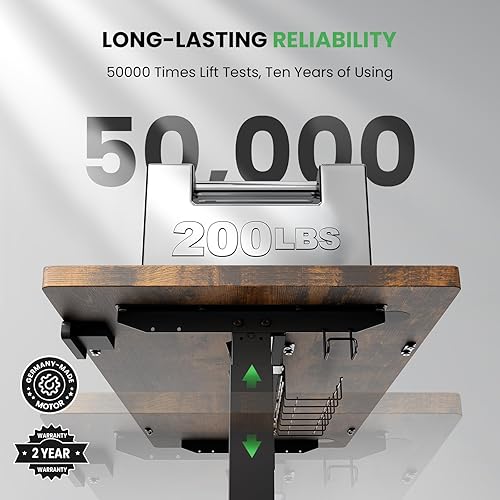 Miniatura 3 de SIAGO Electric Standing Desk Adjustable - 48 x 24 Inch Sit Stand up Desk with Cable Management - 3 Memory Preset Adjustable Height Table Marrón